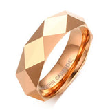 Super Rhombic Section Gold, Silver, Rose Gold Color High Polished 6mm Men Women Tungsten Carbide Ring Wedding Bands