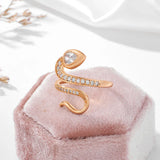 Luxury New Design 14K Rolled Rose Gold AAA+ Zirconia Diamonds Full Pave Snake Ring for Women - Party Luxury Jewelry