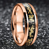 Awesome Gold Foil Inlaid 6/8MM Tungsten Men's and Women's Comfortable Fit Wedding Rings