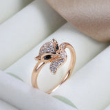 Amazing 14K Rolled Rose Gold Cute AAA+ Zircon Diamonds Full Paved Fox Rings For Women Party Fashion Gifts