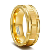 Stunning Silver/Black Brick Pattern Brushed Tire Design Mens Tungsten Comfort Fit Engagement Rings Wedding Bands