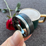 Astounding Offset Grooved Brushed Black Blue 8MM Comfort Fit Tungsten Carbide Wedding Band Men and Women Rings