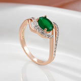 New Arrival Vintage Design Luxury Filled 14K Rose Gold Dark Green AAA Zircon Rings For Women Fine Jewelry
