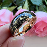 Polished Shiny Domed Sandblast Foil Inlay 8mm Tungsten Carbide Comfort Fit Wedding Bands Men/Women Fashion Jewelry