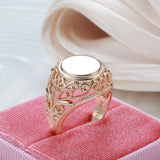 New Arrival Classic Supe Glossy Round Ring For Women in Filled 14K Rose Gold Retro Ethnic Jewelry