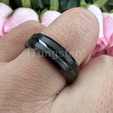 Elegant Grooved Beveled Finish 6mm 8mm Popular Sandblast Tungsten Engagement Wedding Band Ring for Men Women