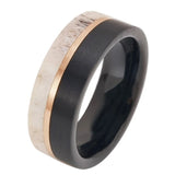 Matte Brushed Deer Antler Inlay 8mm Tungsten Carbide Comfort Fit Wedding Rings For Men Engagement Bands Jewelry