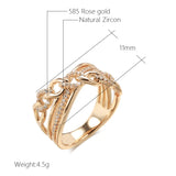 New Unique Cross Design 14K Rolled Rose Gold AAA Zircon Diamonds Big Rings for Women Fashion Modern Party Jewelry