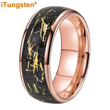 Polished Shiny Domed Sandblast Foil Inlay 8mm Tungsten Carbide Comfort Fit Wedding Bands Men/Women Fashion Jewelry