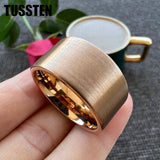 Admirable Flat Brushed Rose-Gold-Color12MM Tungsten Carbide Rings for Men Women Fashion Engagement Wedding Bands