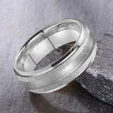 Superb Blank Stepped Beveled Edges Brushed Finish Core 2/3mm Groove Pipe Cut Polished 8MM Tungsten WEdding Bands