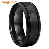 Classic Stepped Beveled Special Brushed 6mm 8mm Fashion Rings Tungsten Comfort Fit Wedding Band for Men Women