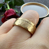 Gold Hammered Offset Line 8MM Tungsten Carbide Comfort Fit Ring for Men Women - Fashion Engagement Wedding Band