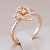 Unique Geometry Cross Flower Rolled 14K Rose Gold AAA Zircon Diamonds Ethnic Bride Rings Daily Jewelry