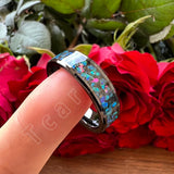 Trendy Galaxy Series Opal Inlay Polished Shiny 6mm 8mm Black Men Women Tungsten Engagement Wedding Band