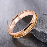 Outstanding Inlaid Gold colored crystal stone 4/6/8MM Men's and Women's Comfortable Fit Wedding Tungsten Ring