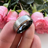 Terrific Stepped Brushed Finish 8mm Tungsten Comfort Fit Wedding Rings For Women Men - Classic Jewelry
