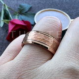 Fabulous Black/Gold/Rose/Original Color 8MM Men Women Comfort Fit Hammer Ring Tungsten Wedding Band