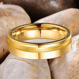 Customized Inlay, 1.5mm Offset Groove Pipe Cut Matte 6MM Gold/Silver Tone Tungsten Blank Core Comfort Fit Rings