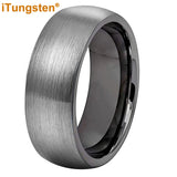 Superb Blue Domed Brushed 6mm 8mm  Tungsten Carbide Ring for Men and Women Comfort Fit Engagement Wedding Band