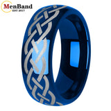 Laser Carving Celtic Knot Pattern Dome Polished 6/8mm Men and Women Wedding Tungsten Comfortable Fit Ring