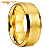 Popular Beveled Center Brushed and Polished 10mm Large Ring Men's Tungsten Engagement Comfortable Fit Ring