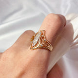 New Luxury Hollow White AAA Cubic Zircon Diamonds Rings For Women with Rolled 14K Rose Gold Party Fine  Jewelry Gift