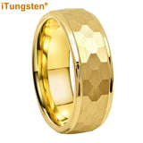 Popular Multicolor 6mm 8mm Men Women Tungsten Hammer Ring Comfort Fit Weddding Band