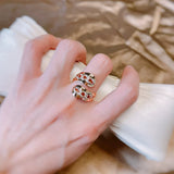 Personality Twist Chain 14K Filled Rose Gold With AAA Zircon Diamonds Rings Fashion Women Rings Party Unusual Jewelry