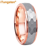 Popular Multicolor 6mm 8mm Men Women Tungsten Hammer Ring Comfort Fit Weddding Band