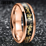 Awesome Gold Foil Inlaid 6/8MM Tungsten Men's and Women's Comfortable Fit Wedding Rings