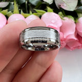 Classic Stepped Beveled Special Brushed 6mm 8mm Fashion Rings Tungsten Comfort Fit Wedding Band for Men Women