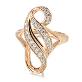 Luxury Hollow Double Curve Geometric Paved Filled 14K Rose Gold AAA+ ZirconDiamonds Rings - Vintage Jewelry