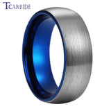 Domed Brushed Multicolor 6mm 8mm Tungsten Comfort Fit Wedding Engagement Ring For Women Men