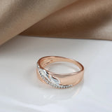 Stunning 14K Filled Rose Gold And Silver Tone Two Color AAA Zircon Diamonds Setting Luxury Rings - Fashion Jewelry