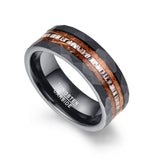 Gorgeous 8mm Brushed Matte Black Hammered Wood Antler Tungsten Carbide Ring for Man - Wedding Jewelry