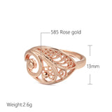 Vintage Personality Rolled 14K Rose Gold Oval Geometric Wave Texture Women Finger Rings Daily Jewelry Trendy Rings