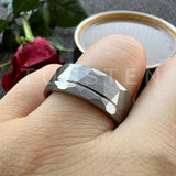 Gold Hammered Offset Line 8MM Tungsten Carbide Comfort Fit Ring for Men Women - Fashion Engagement Wedding Band