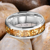 Outstanding Inlaid Gold colored crystal stone 4/6/8MM Men's and Women's Comfortable Fit Wedding Tungsten Ring