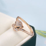 Amazing 14K Rolled Rose Gold Cute AAA+ Zircon Diamonds Full Paved Fox Rings For Women Party Fashion Gifts
