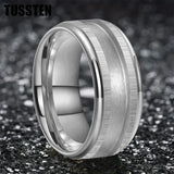 Tungsten Blank Core 3/4MM Groove Stepped Polished 10MM  Comfort Fit Rings and Wedding Bands for Men and Women