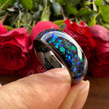 Very Beautiful Domed Polished Bright Opal 8mm Men Women Tungsten Comfort Fit Engagement Wedding Band