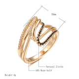 Luxury Geometric Filled 14K Rose Gold AAA+ Black And White CZ Diamonds Setting Hollow Ring - Ethnic Wedding Jewelry