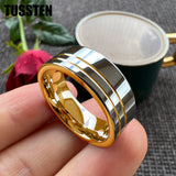 Beautiful 2 Grooves Finish Great Workmanship 8MM Men Women Flat Comfort Fit Wedding Band Tungsten Finger Rings