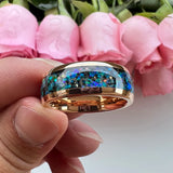 Nice Shiny Galaxy Opal Domed Polished 8mm Tungsten Men and Women Comfort Fit Engagement Wedding Bands