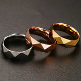 Super Rhombic Section Gold, Silver, Rose Gold Color High Polished 6mm Men Women Tungsten Carbide Ring Wedding Bands