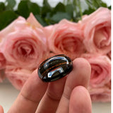 Awesome Real Opal Chip Wood Inlay Polished Comfort Fit Black Tungsten Rings Wedding Band