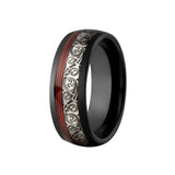 Black Plating Inlay Triple Spiral Pattern Red Guitar String 8mm Tungsten Carbide Rings Wedding Bands For Men Jewelry