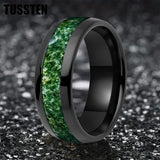 Green Moss Agate Inlay 6/8MM Dome Edges Tungsten Carbide Rings Mens Womens Fashion Engagement Wedding Bands