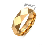 Super Rhombic Section Gold, Silver, Rose Gold Color High Polished 6mm Men Women Tungsten Carbide Ring Wedding Bands